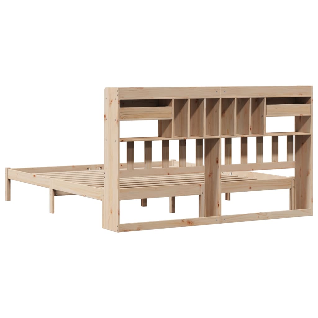 Bookcase Bed without Mattress 180x200 cm Super King Solid Wood Pine