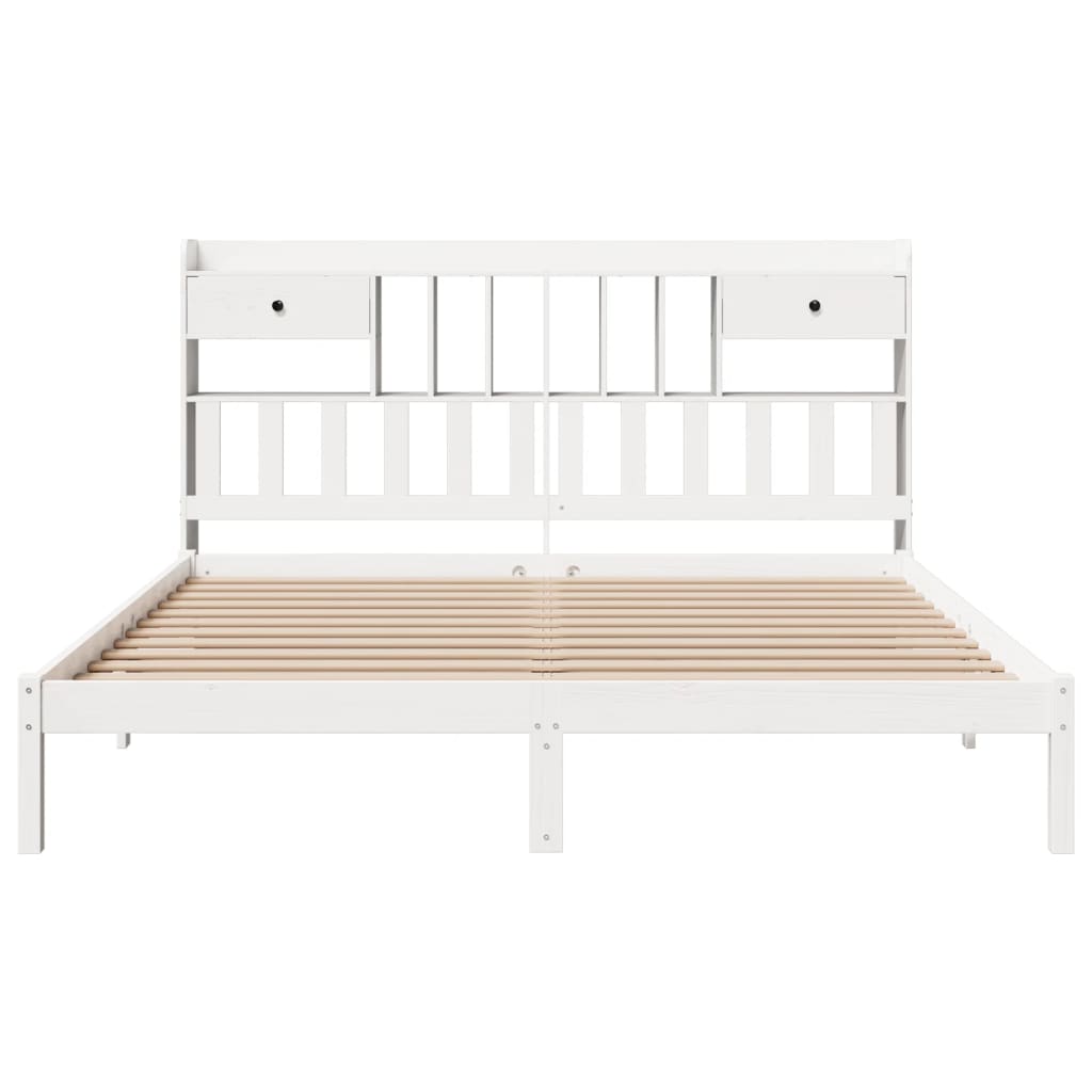 Bookcase Bed without Mattress White 180x200 cm Super King Solid Wood Pine