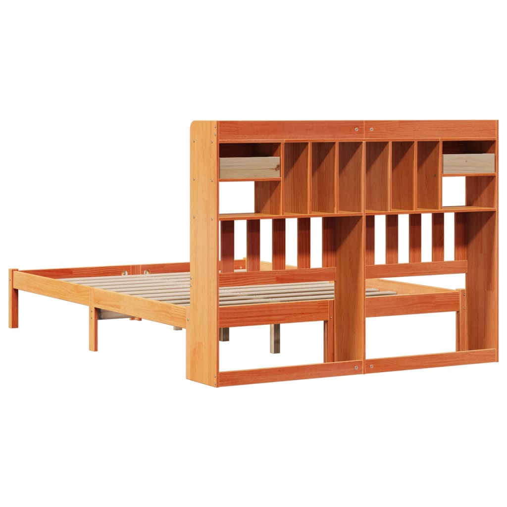 Bookcase Bed without Mattress Wax Brown 140x200 cm Solid Wood Pine