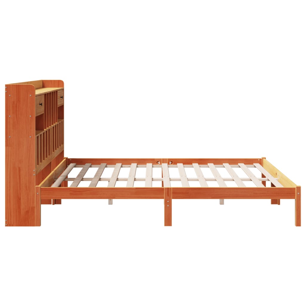 Bookcase Bed without Mattress Wax Brown 180x200 cm Super King Solid Wood Pine
