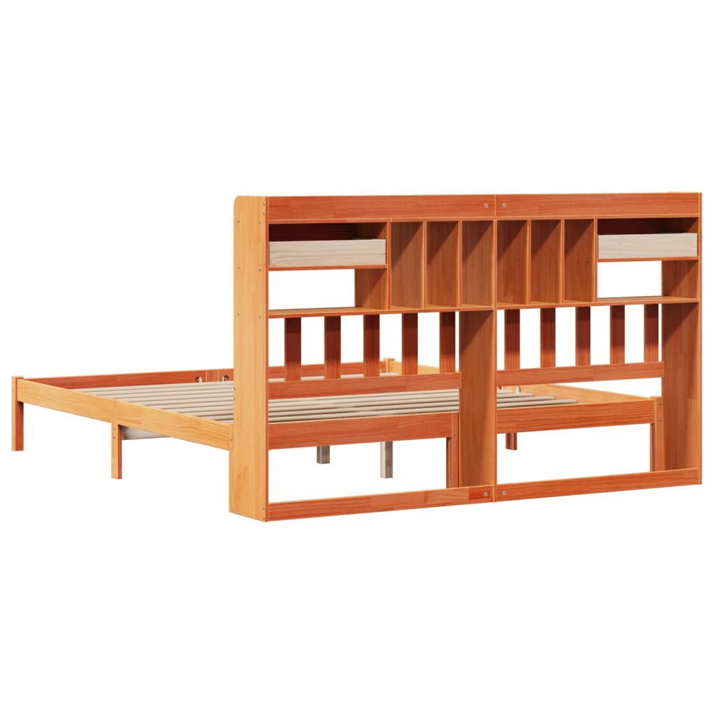 Bookcase Bed without Mattress Wax Brown 180x200 cm Super King Solid Wood Pine