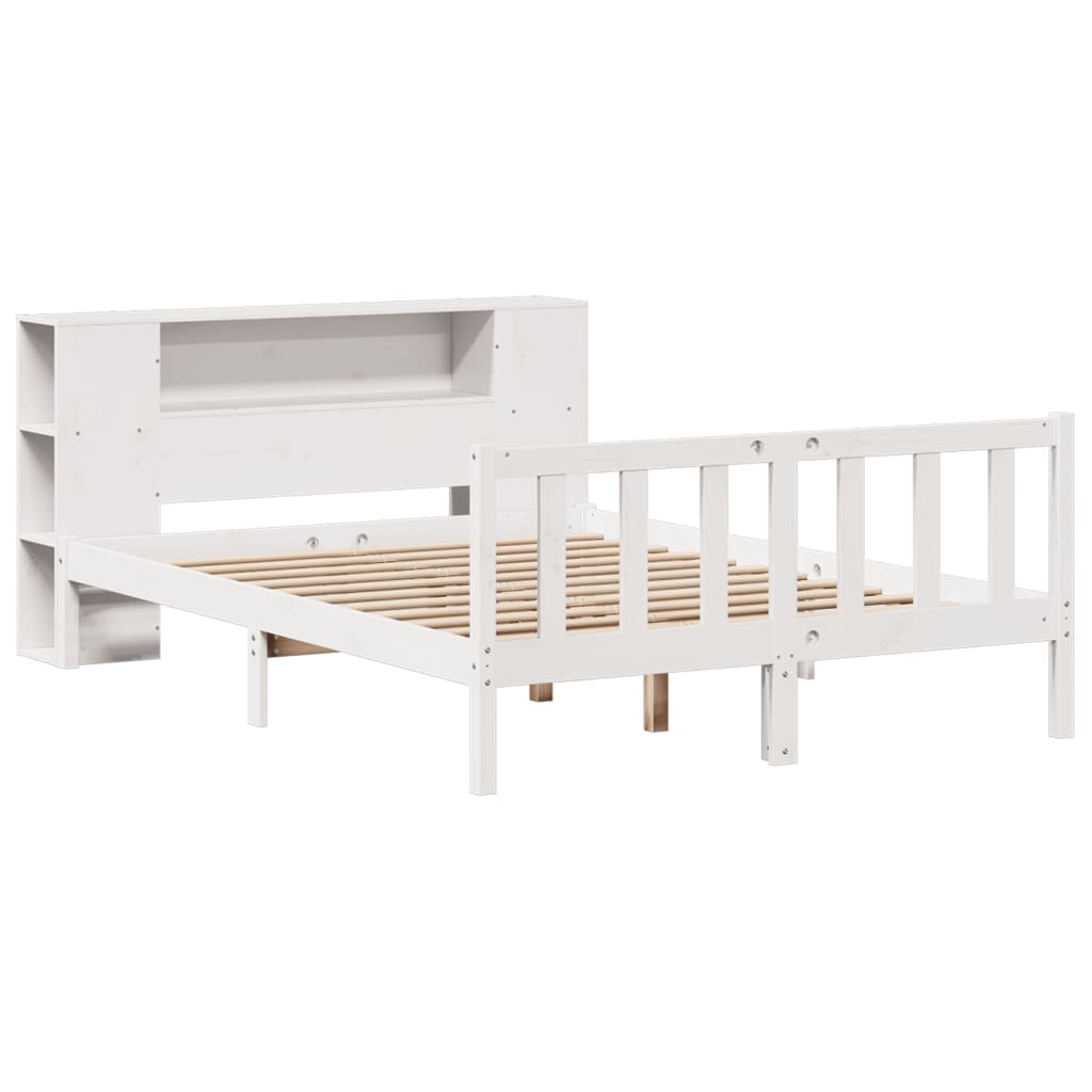 Bookcase Bed without Mattress White 120x190 cm Small Double Solid Wood Pine