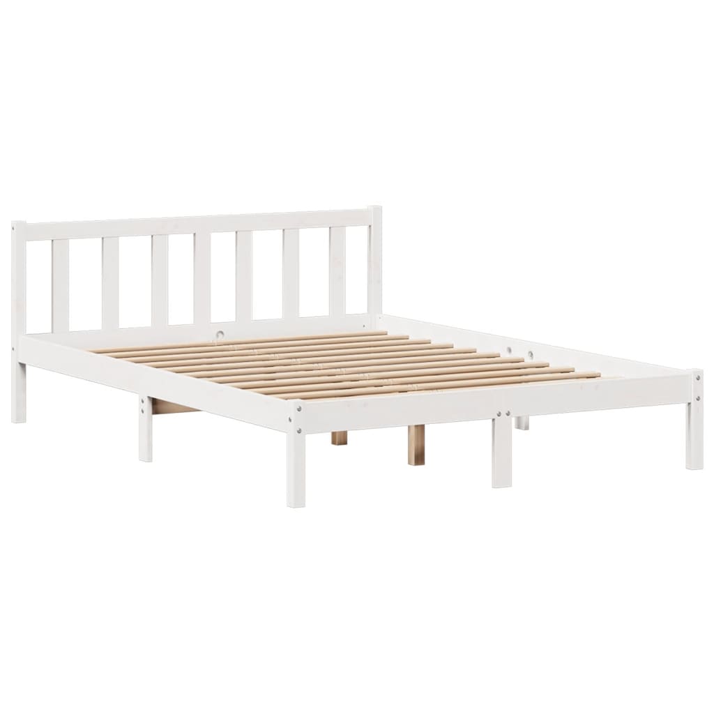 Bookcase Bed without Mattress White 135x190 cm Double Solid Wood Pine