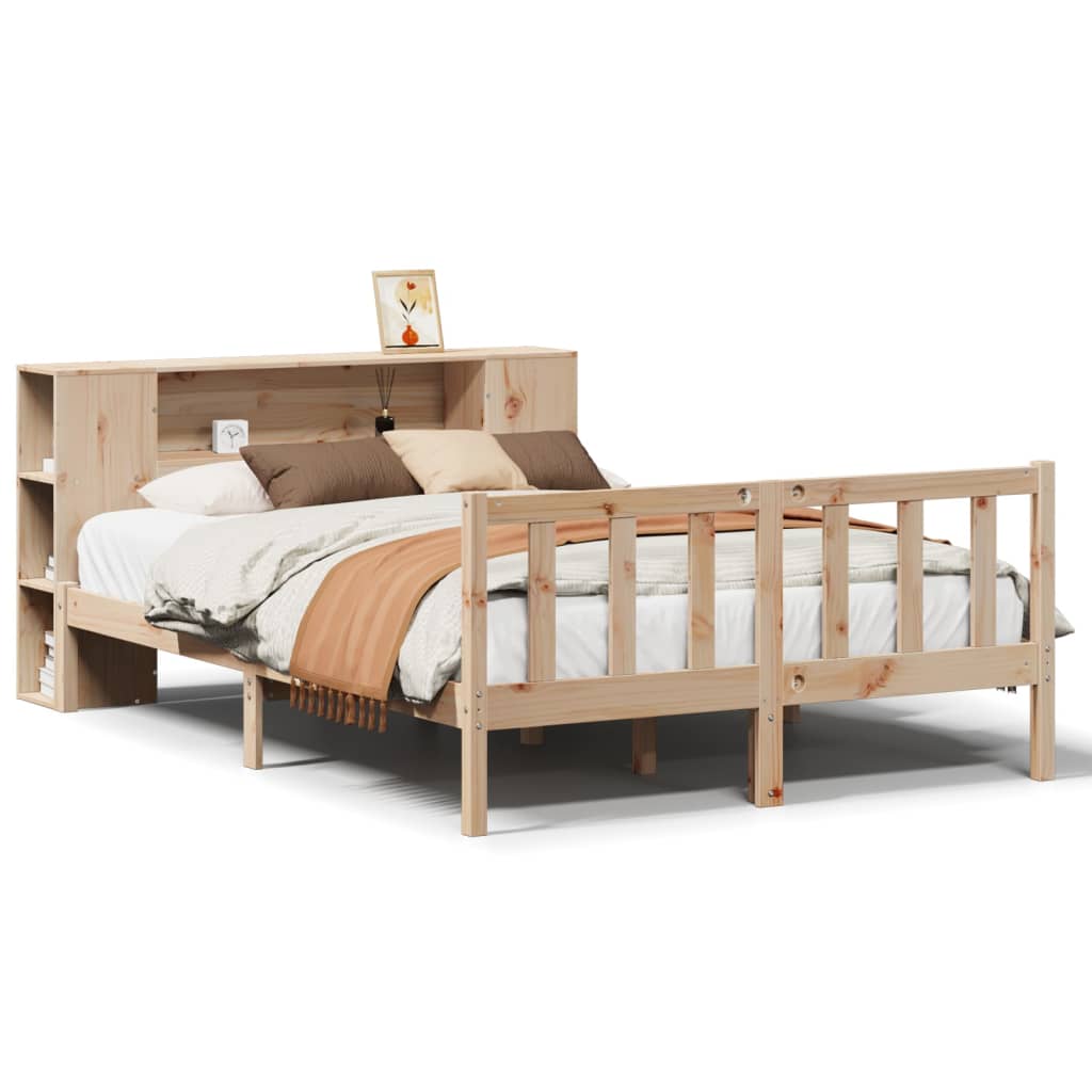 Bookcase Bed without Mattress 140x190 cm Solid Wood Pine