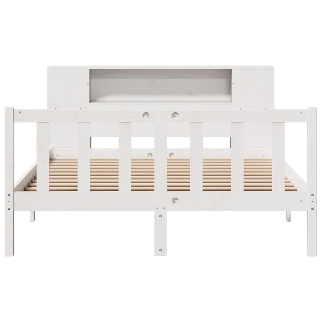 Bookcase Bed without Mattress White 140x200 cm Solid Wood Pine