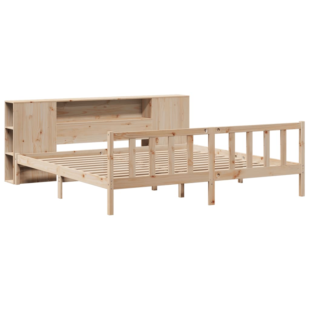 Bookcase Bed without Mattress 180x200 cm Super King Solid Wood Pine