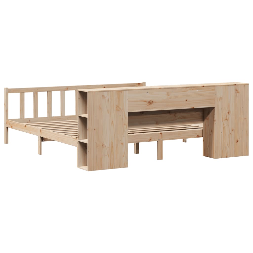 Bookcase Bed without Mattress 200x200 cm Solid Wood Pine