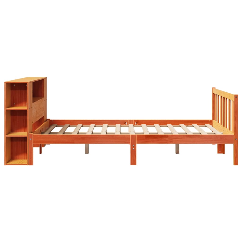 Bookcase Bed without Mattress Wax Brown 140x200 cm Solid Wood Pine