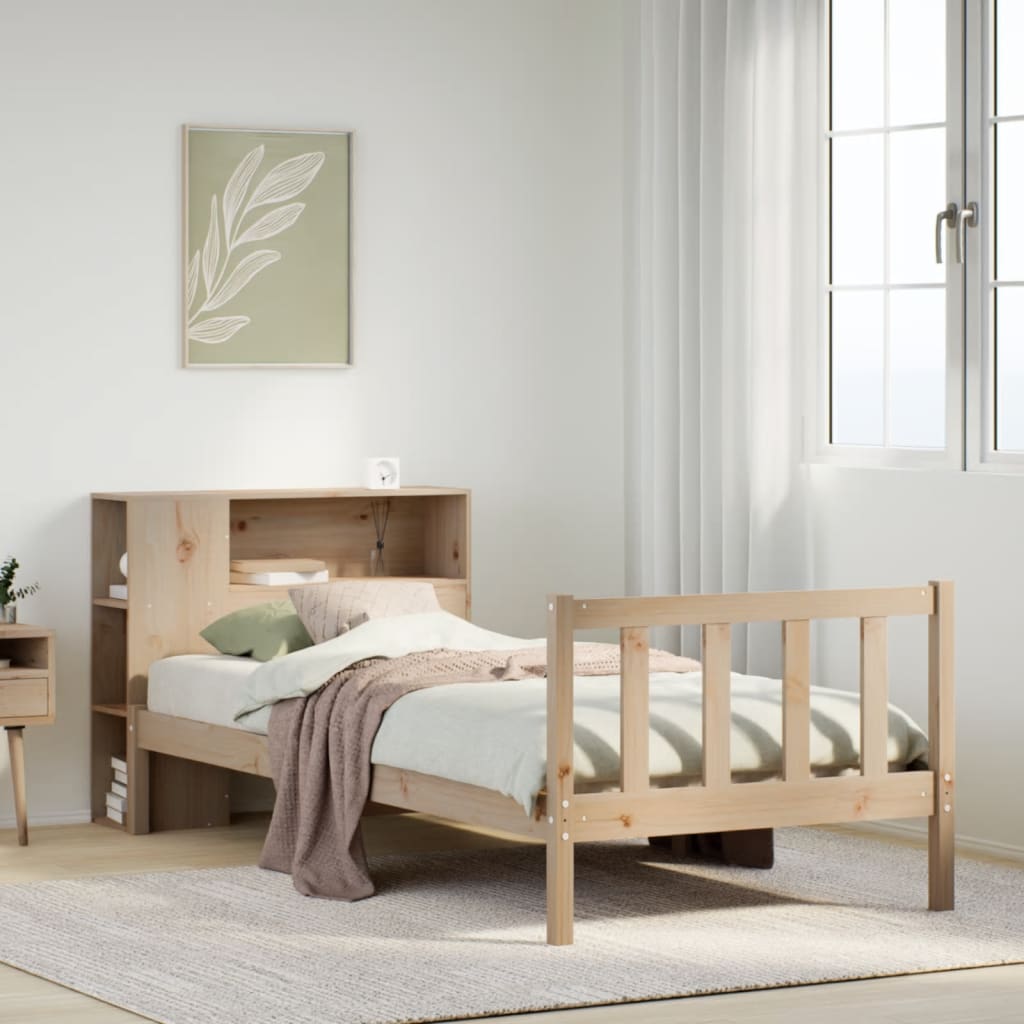 Bookcase Bed without Mattress 90x190 cm Single Solid Wood Pine