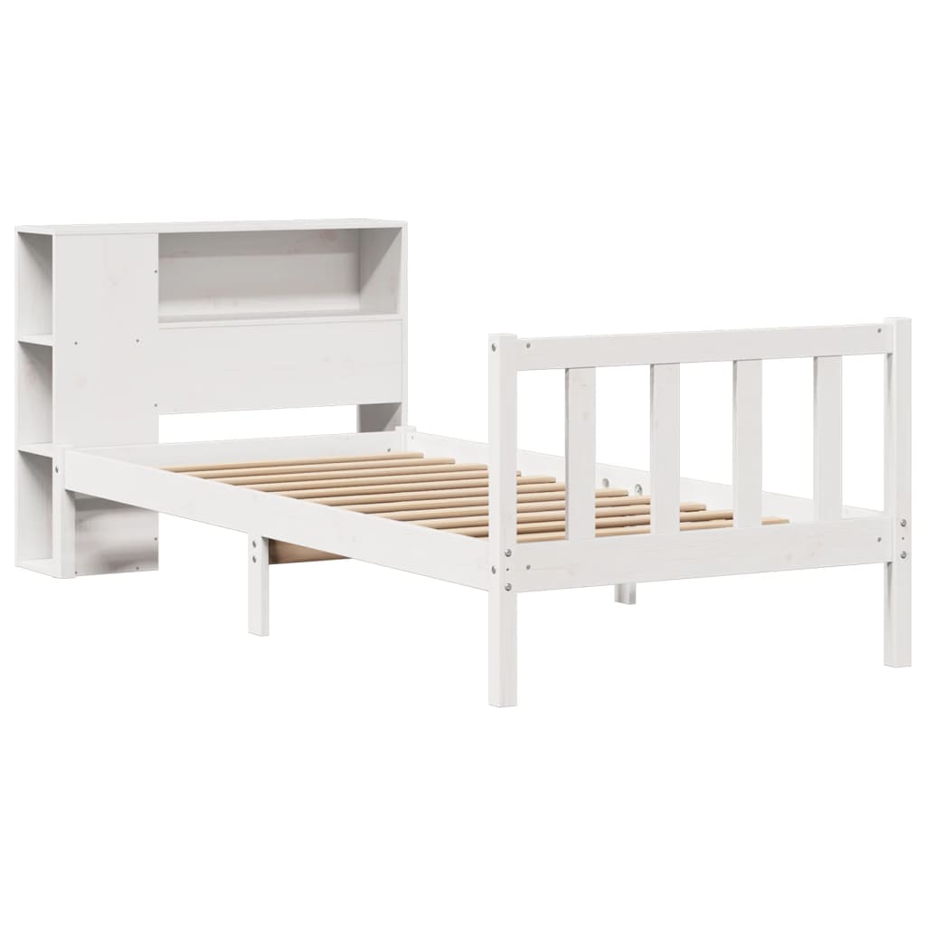 Bookcase Bed without Mattress White 90x190 cm Single Solid Wood Pine