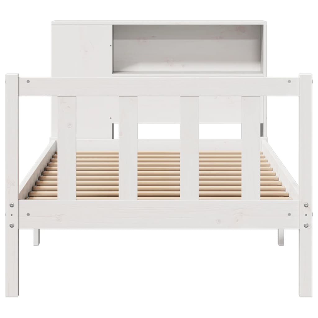 Bookcase Bed without Mattress White 90x190 cm Single Solid Wood Pine