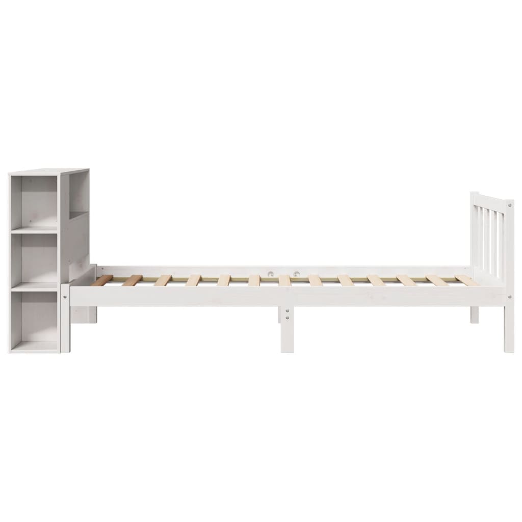 Bookcase Bed without Mattress White 90x190 cm Single Solid Wood Pine