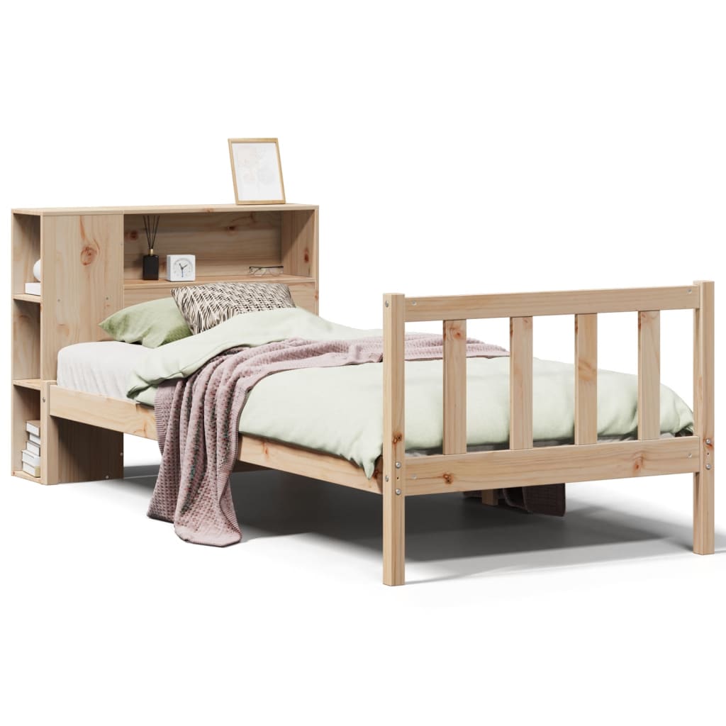 Bookcase Bed without Mattress 90x200 cm Solid Wood Pine