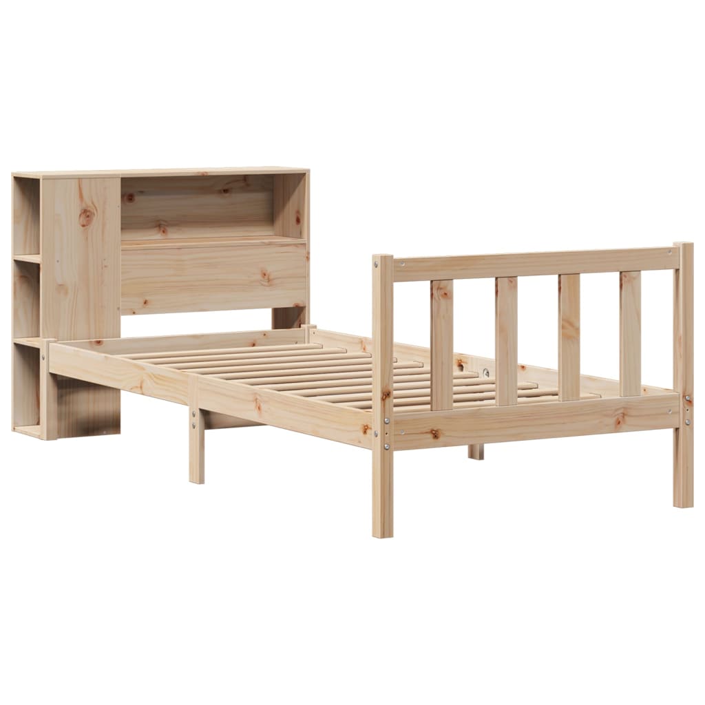 Bookcase Bed without Mattress 90x200 cm Solid Wood Pine