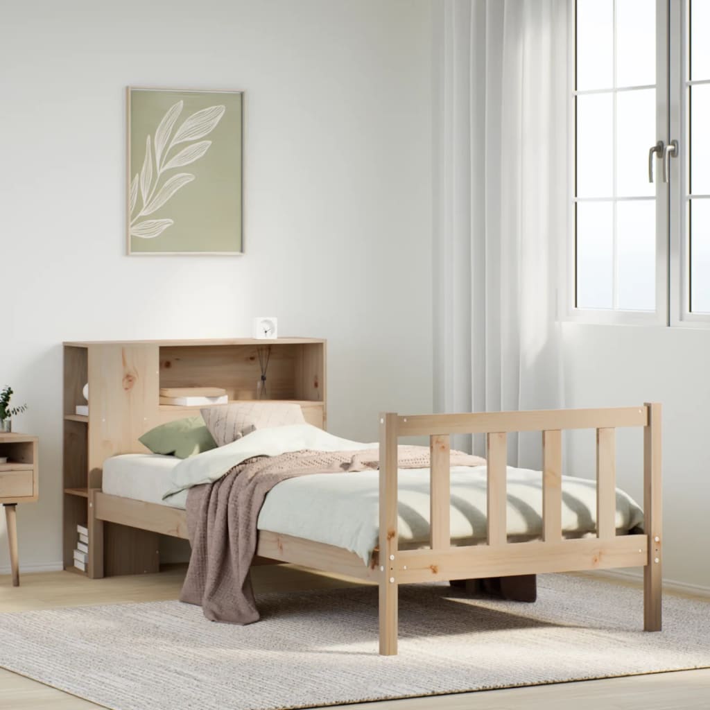 Bookcase Bed without Mattress 90x200 cm Solid Wood Pine