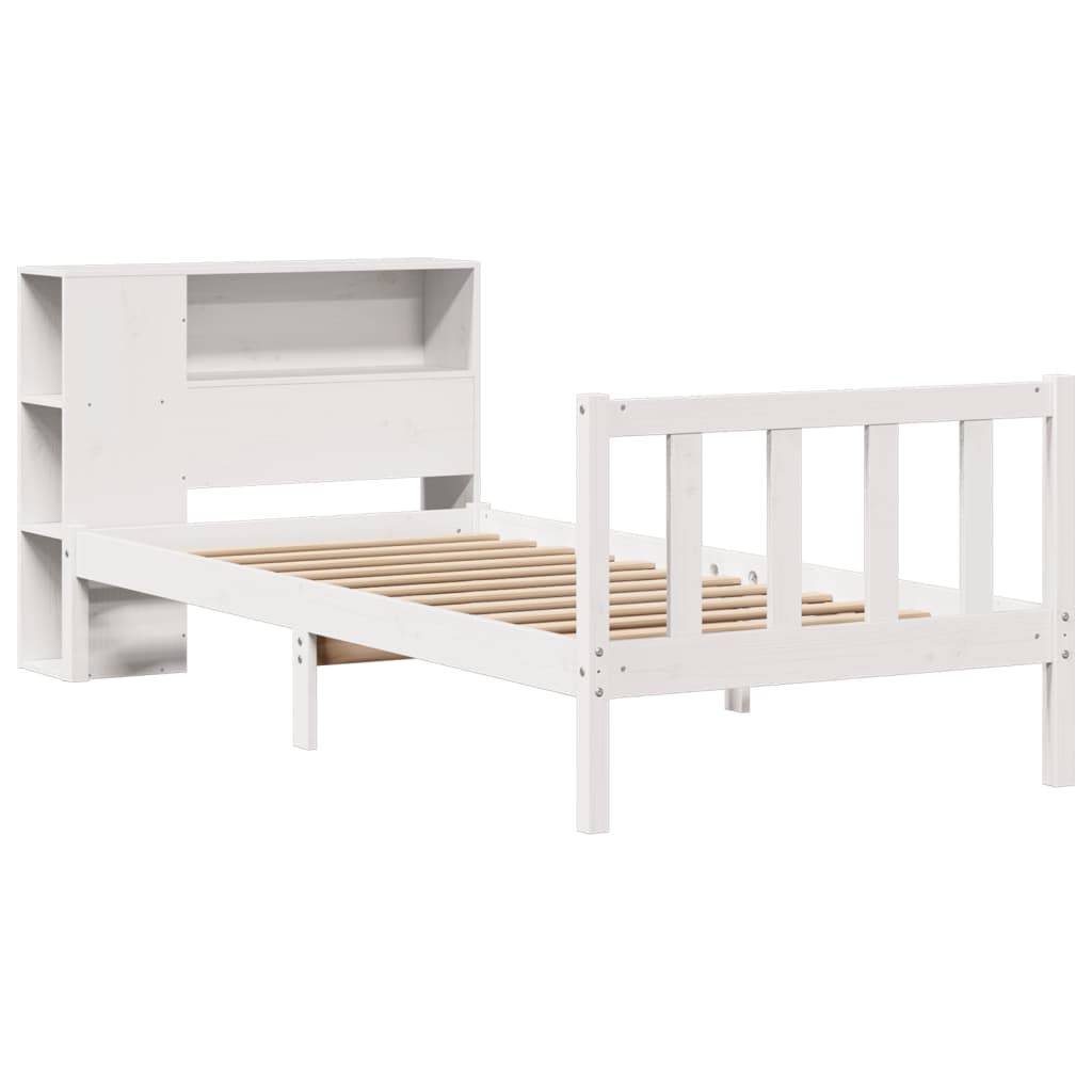 Bookcase Bed without Mattress White 90x200 cm Solid Wood Pine