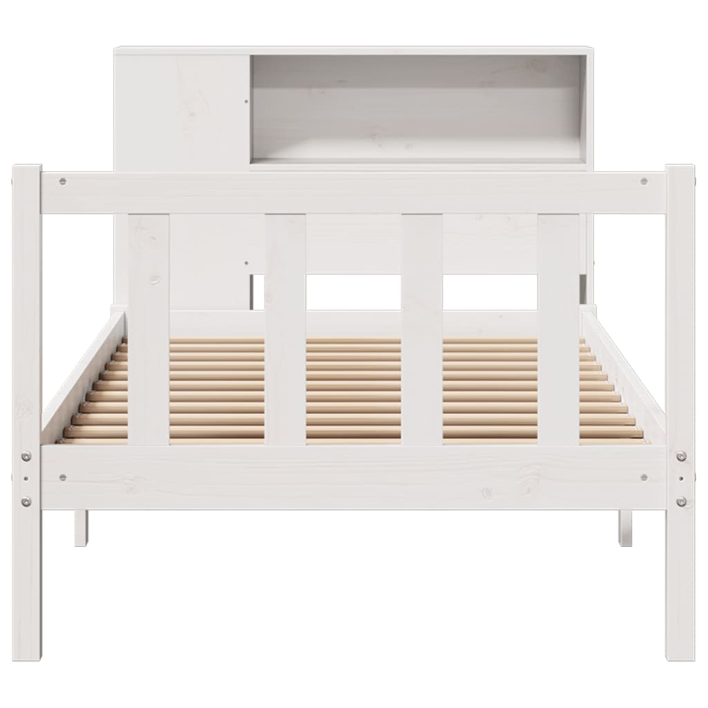Bookcase Bed without Mattress White 90x200 cm Solid Wood Pine