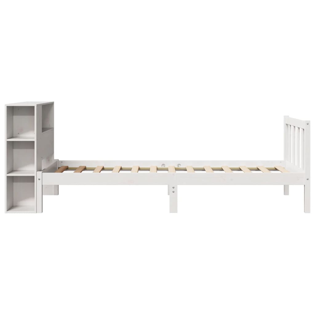 Bookcase Bed without Mattress White 90x200 cm Solid Wood Pine