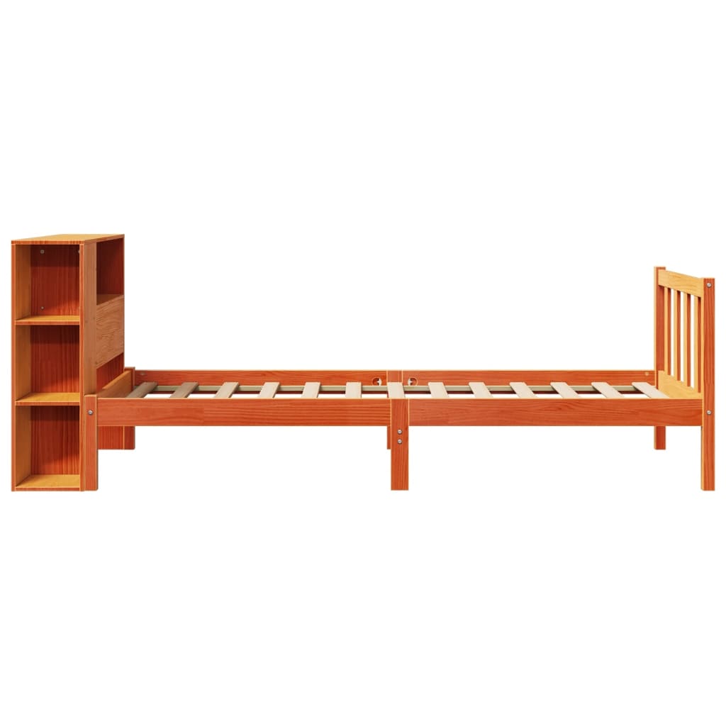 Bookcase Bed without Mattress Wax Brown 100x200 cm Solid Wood Pine