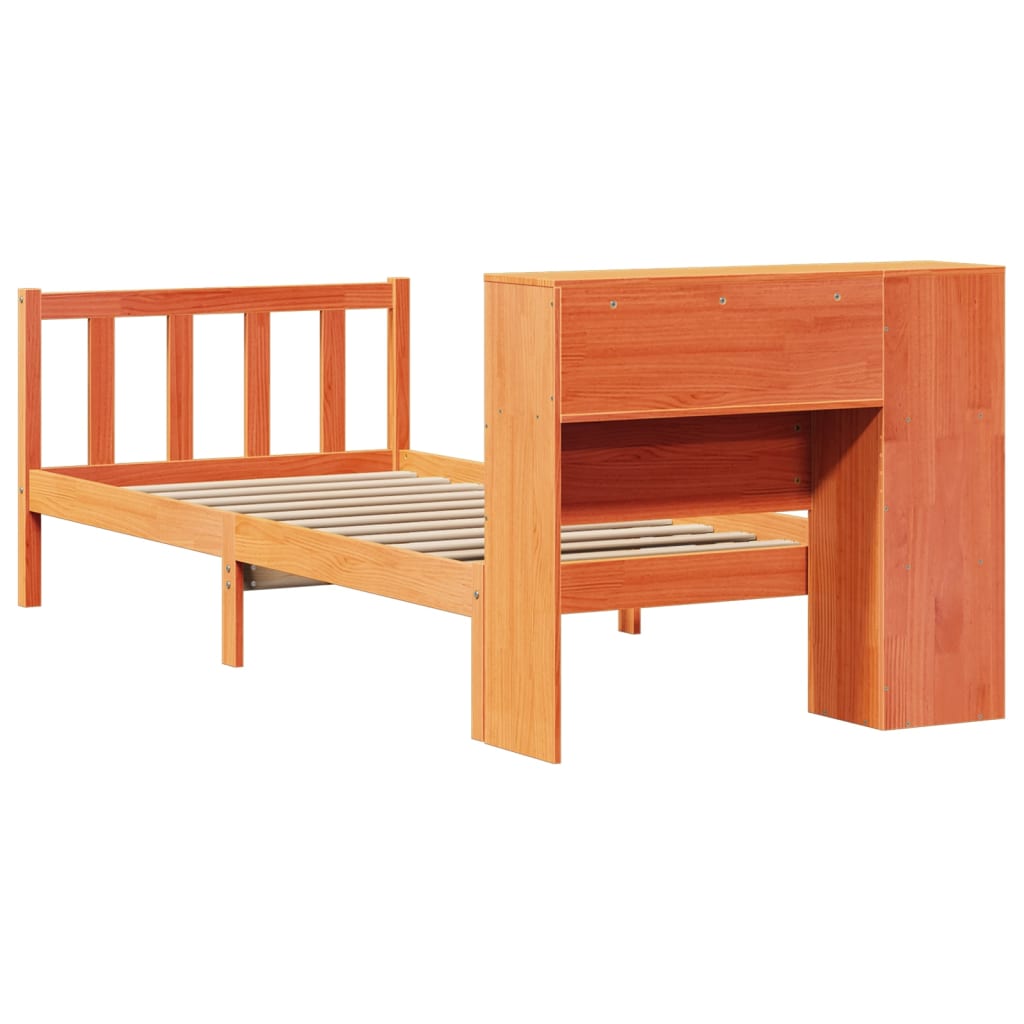 Bookcase Bed without Mattress Wax Brown 100x200 cm Solid Wood Pine