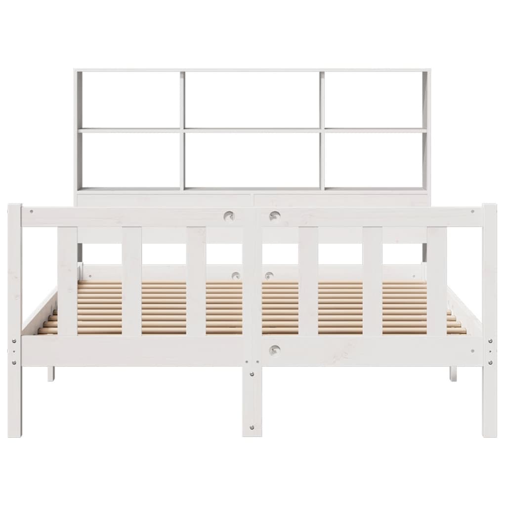 Bookcase Bed without Mattress White 120x190 cm Small Double Solid Wood Pine