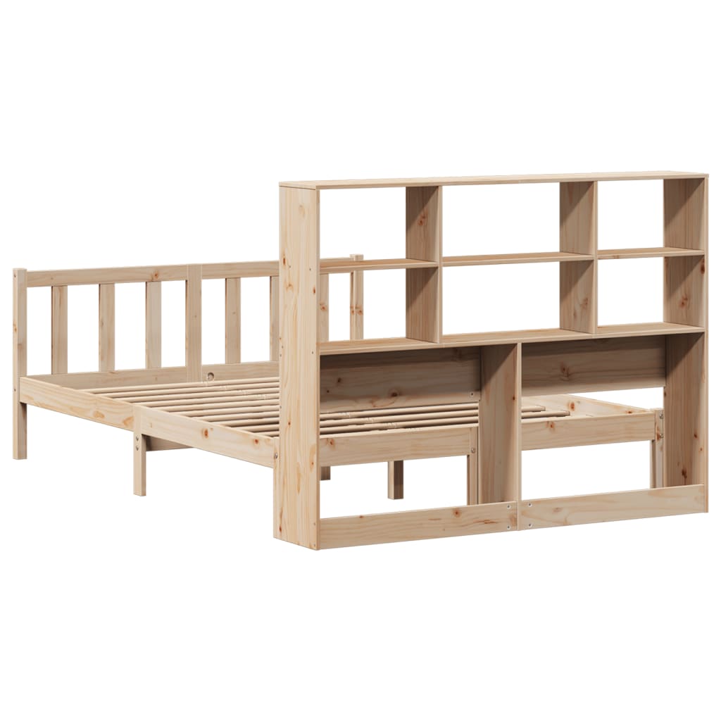 Bookcase Bed without Mattress 140x190 cm Solid Wood Pine