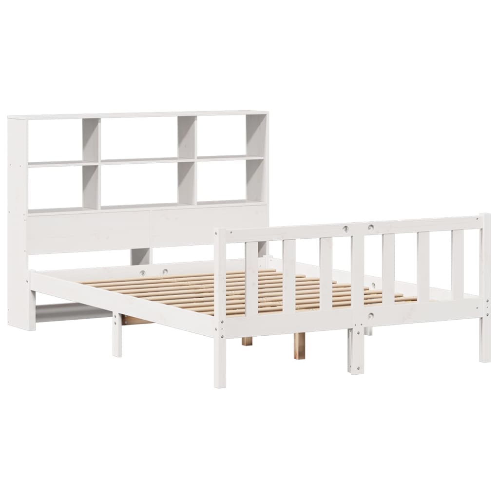Bookcase Bed without Mattress White 140x190 cm Solid Wood Pine