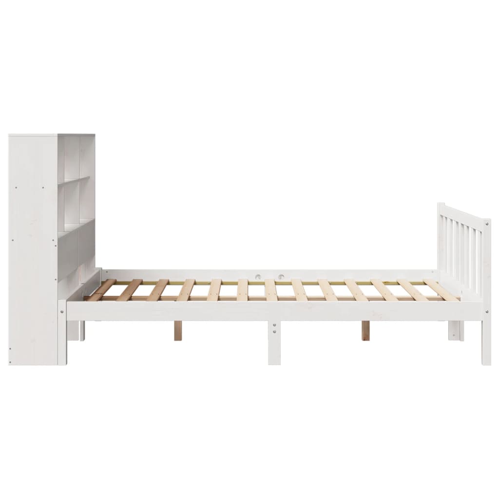 Bookcase Bed without Mattress White 140x190 cm Solid Wood Pine