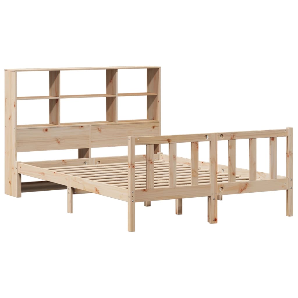 Bookcase Bed without Mattress 140x200 cm Solid Wood Pine