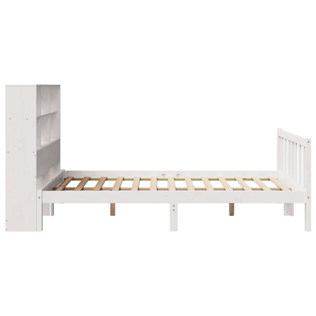 Bookcase Bed without Mattress White 160x200 cm Solid Wood Pine