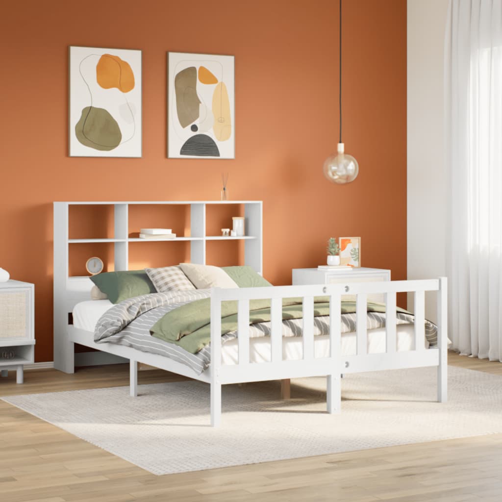 Bookcase Bed without Mattress White 160x200 cm Solid Wood Pine