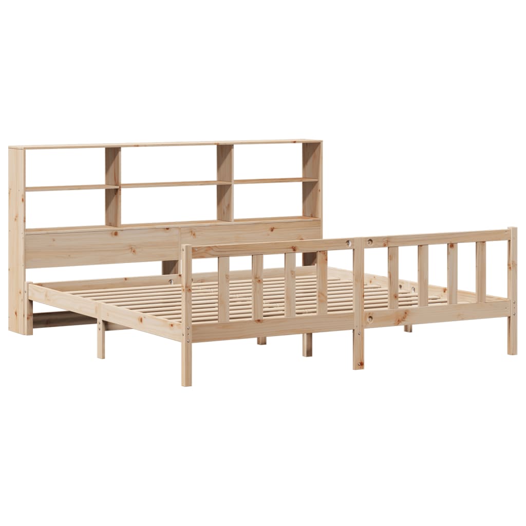 Bookcase Bed without Mattress 180x200 cm Super King Solid Wood Pine