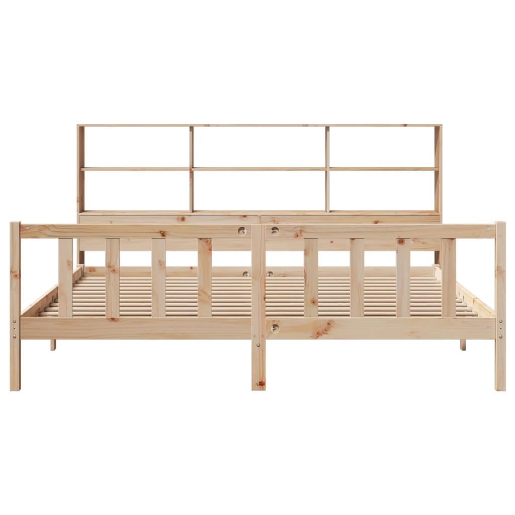 Bookcase Bed without Mattress 180x200 cm Super King Solid Wood Pine