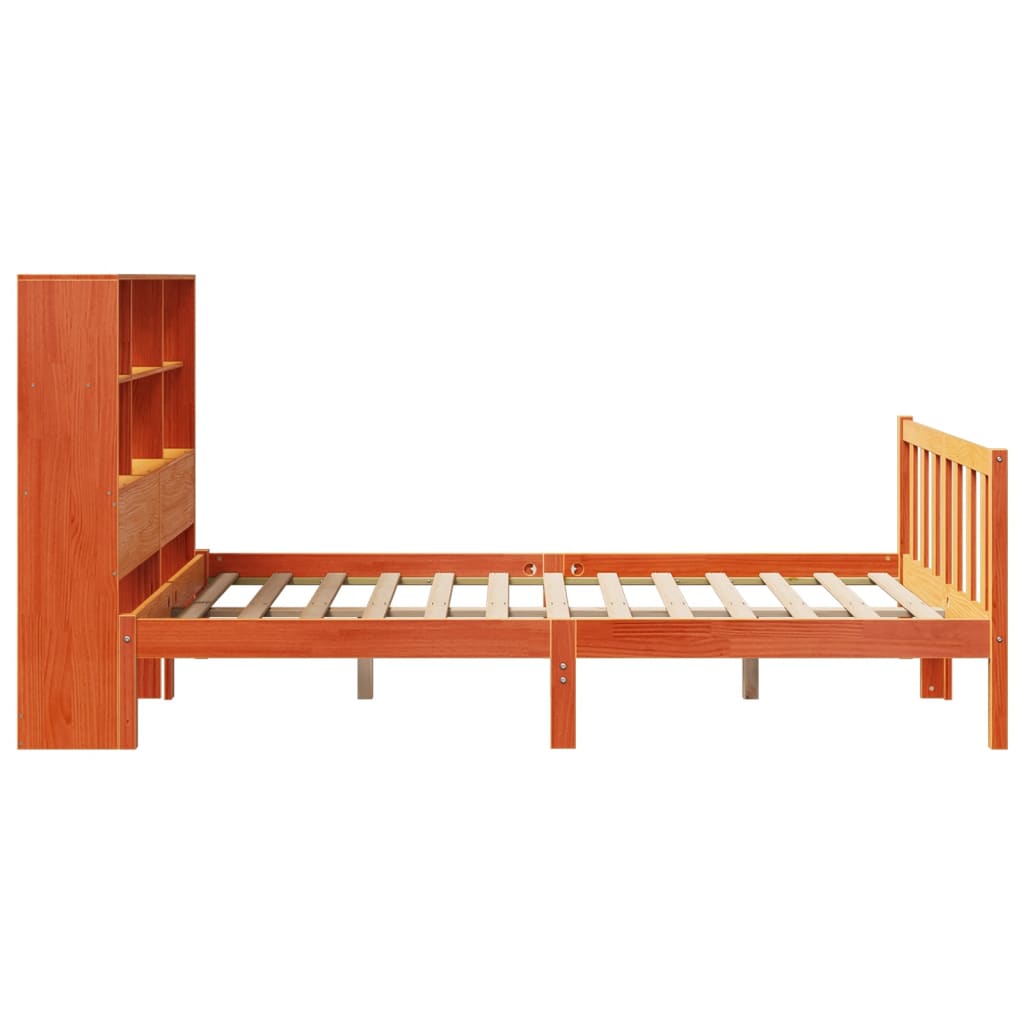 Bookcase Bed without Mattress Wax Brown 120x190 cm Small Double Solid Wood Pine