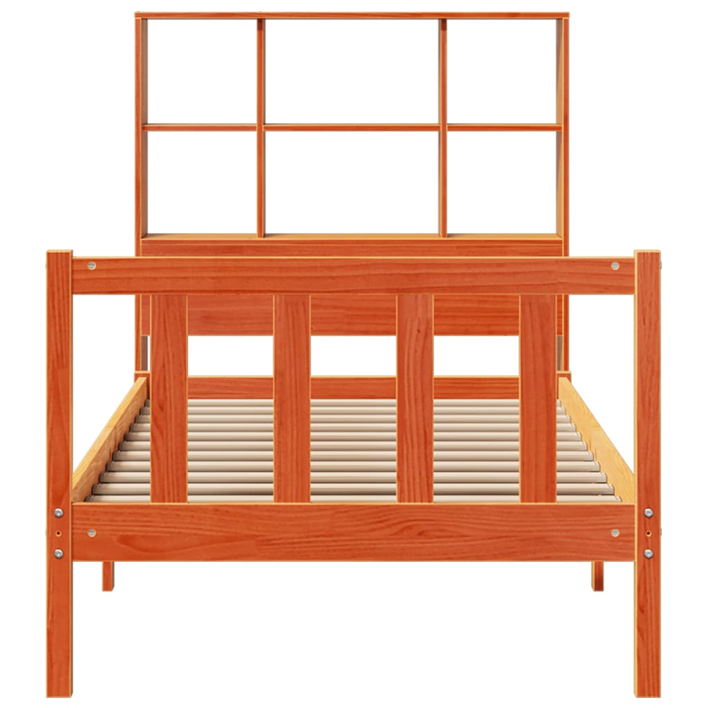 Bookcase Bed without Mattress Wax Brown 90x200 cm Solid Wood Pine