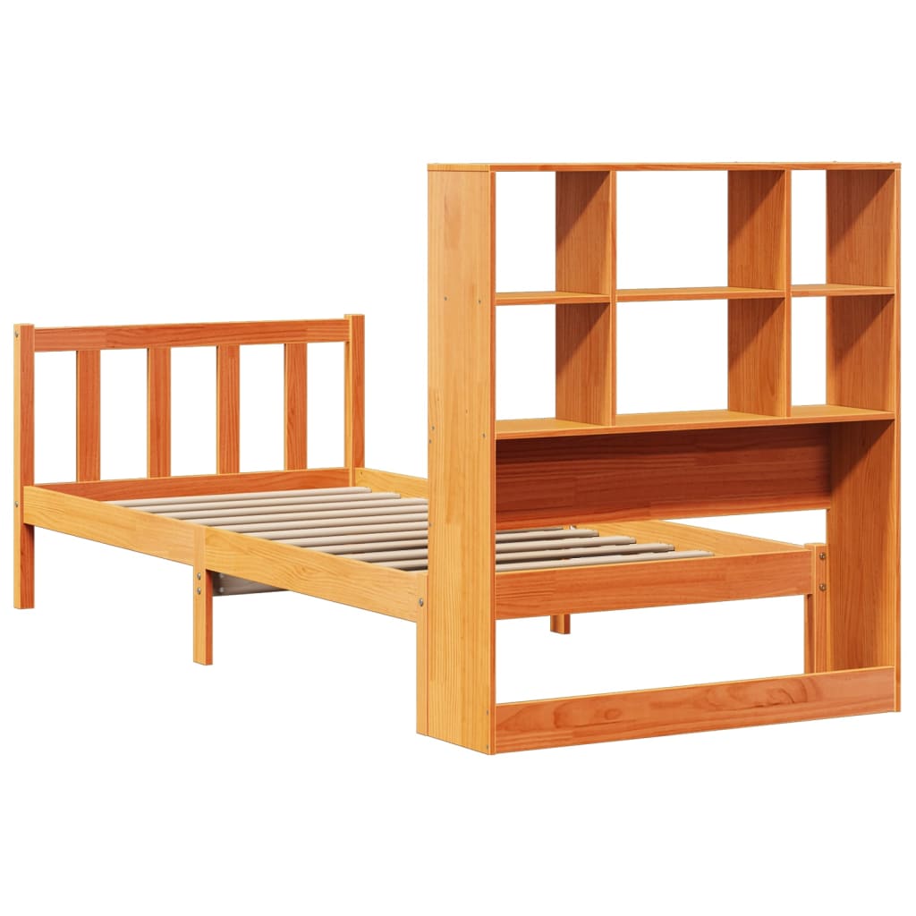 Bookcase Bed without Mattress Wax Brown 90x200 cm Solid Wood Pine