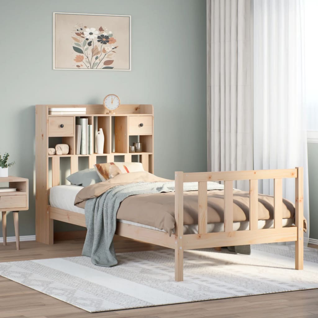 Bookcase Bed without Mattress 75x190 cm Small Single Solid Wood Pine