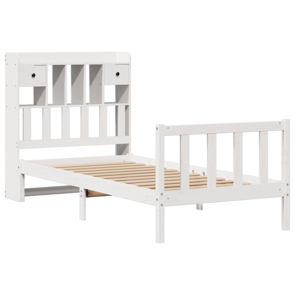 Bookcase Bed without Mattress White 90x190 cm Single Solid Wood Pine