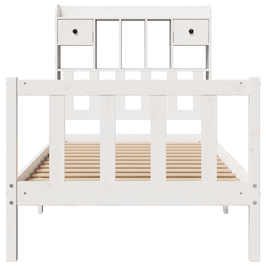 Bookcase Bed without Mattress White 90x190 cm Single Solid Wood Pine