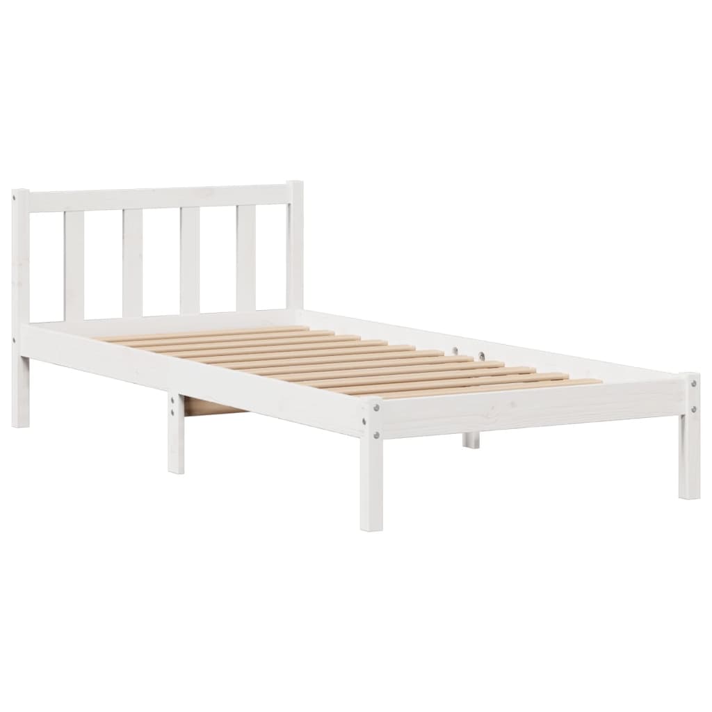 Bookcase Bed without Mattress White 90x190 cm Single Solid Wood Pine