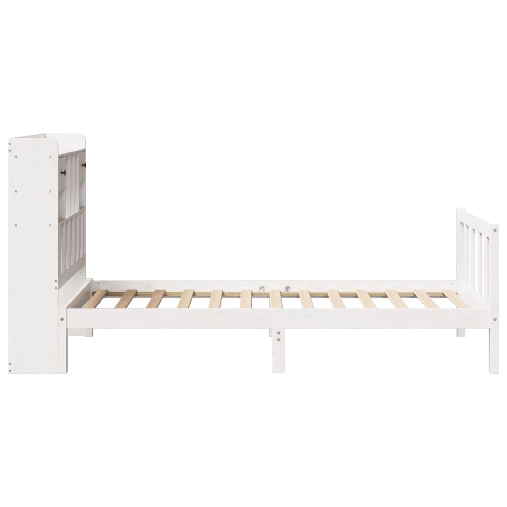 Bookcase Bed without Mattress White 90x190 cm Single Solid Wood Pine