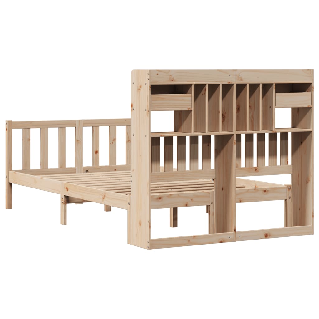 Bookcase Bed without Mattress 135x190 cm Double Solid Wood Pine
