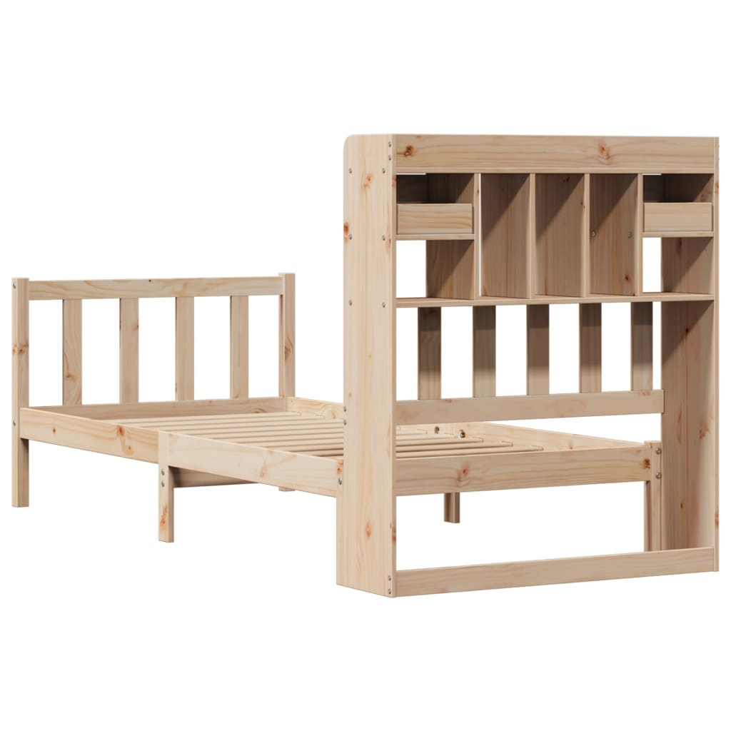 Bookcase Bed without Mattress 90x200 cm Solid Wood Pine