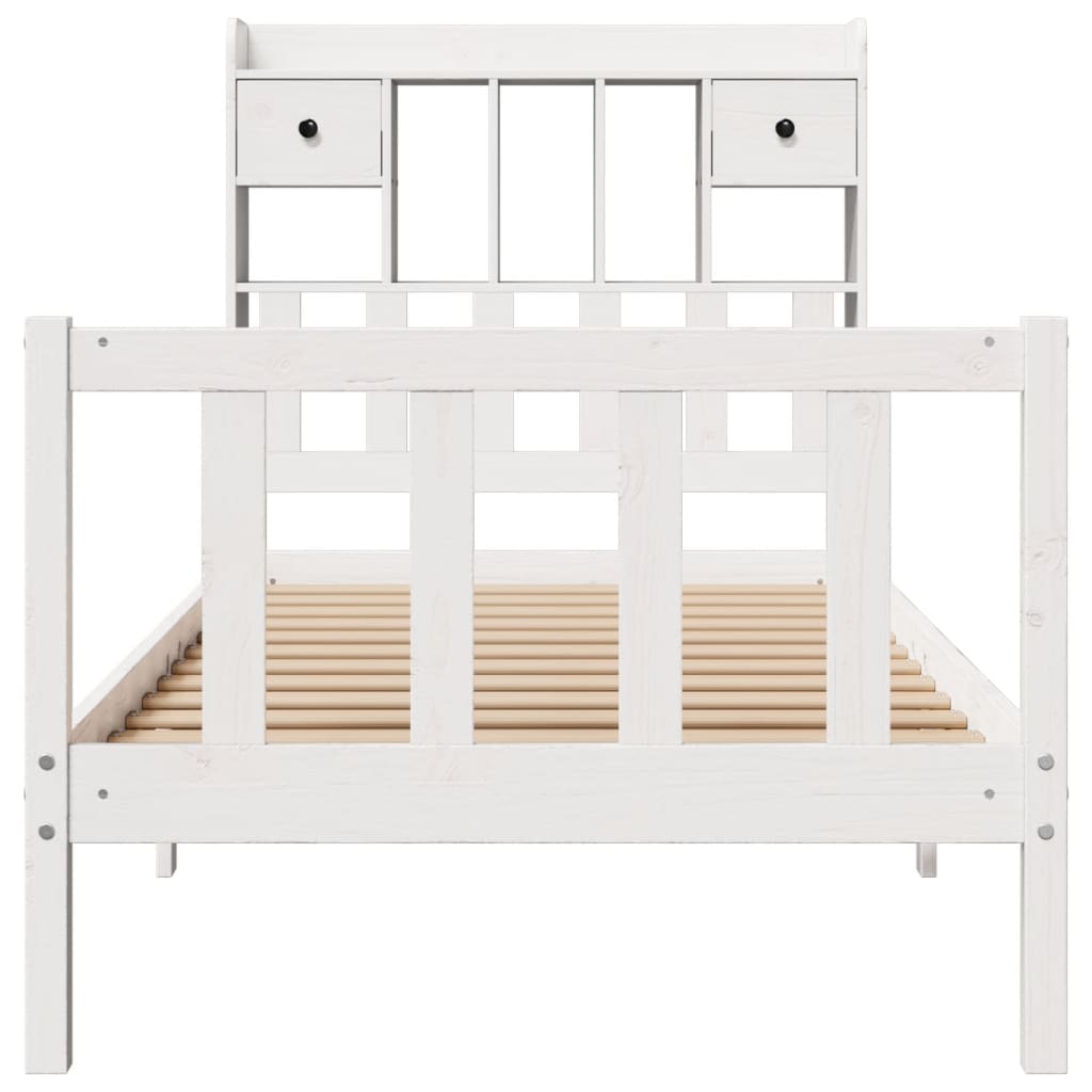 Bookcase Bed without Mattress White 90x200 cm Solid Wood Pine