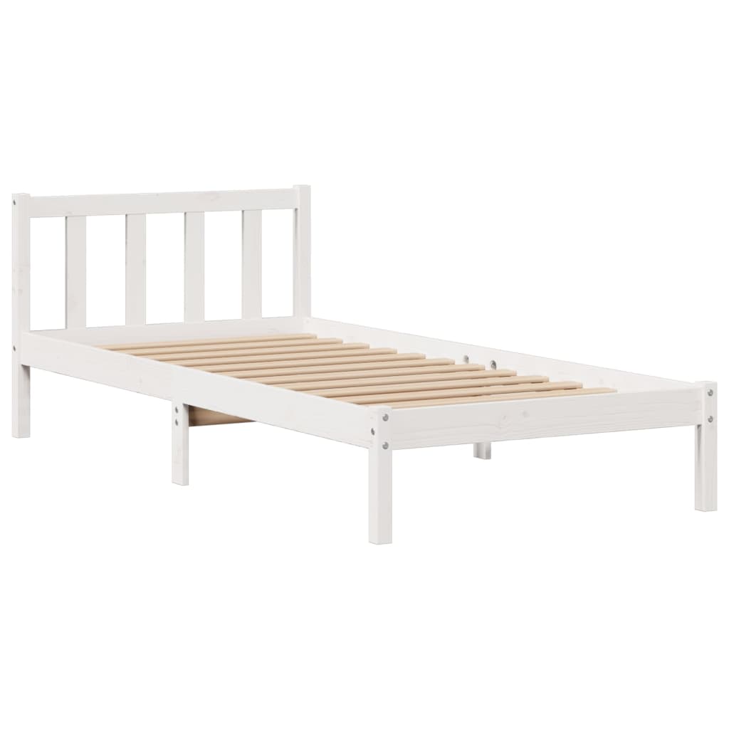 Bookcase Bed without Mattress White 90x200 cm Solid Wood Pine