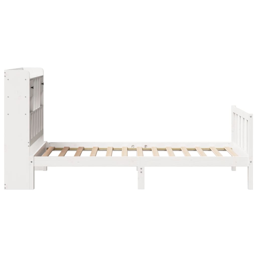 Bookcase Bed without Mattress White 90x200 cm Solid Wood Pine