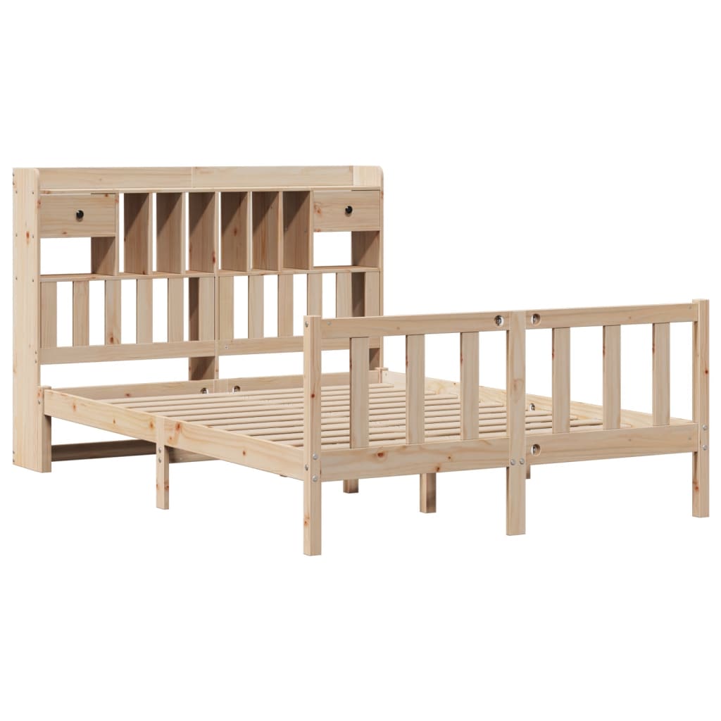 Bookcase Bed without Mattress 150x200 cm King Solid Wood Pine