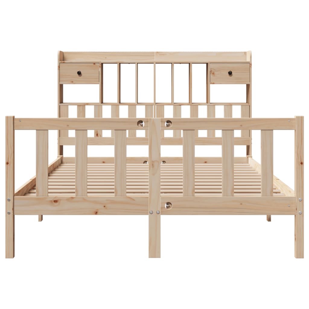 Bookcase Bed without Mattress 150x200 cm King Solid Wood Pine