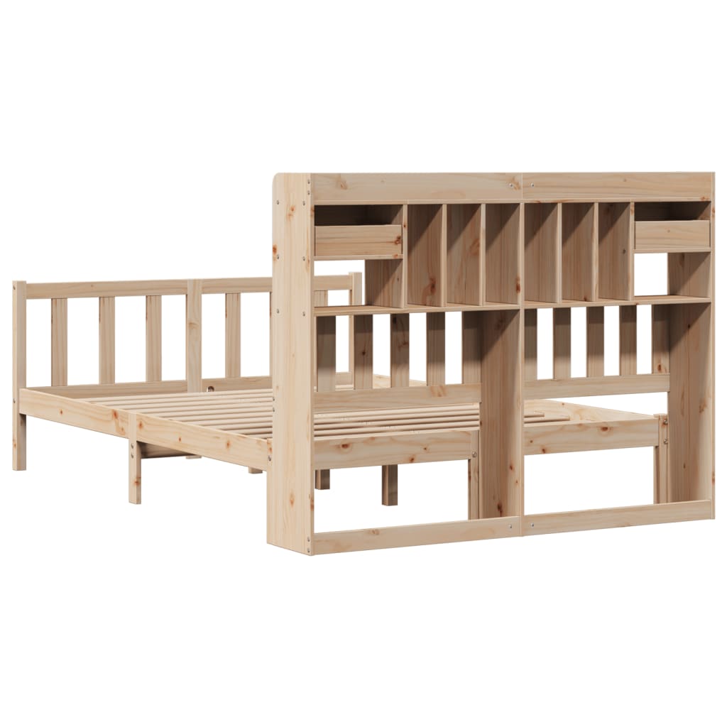 Bookcase Bed without Mattress 150x200 cm King Solid Wood Pine