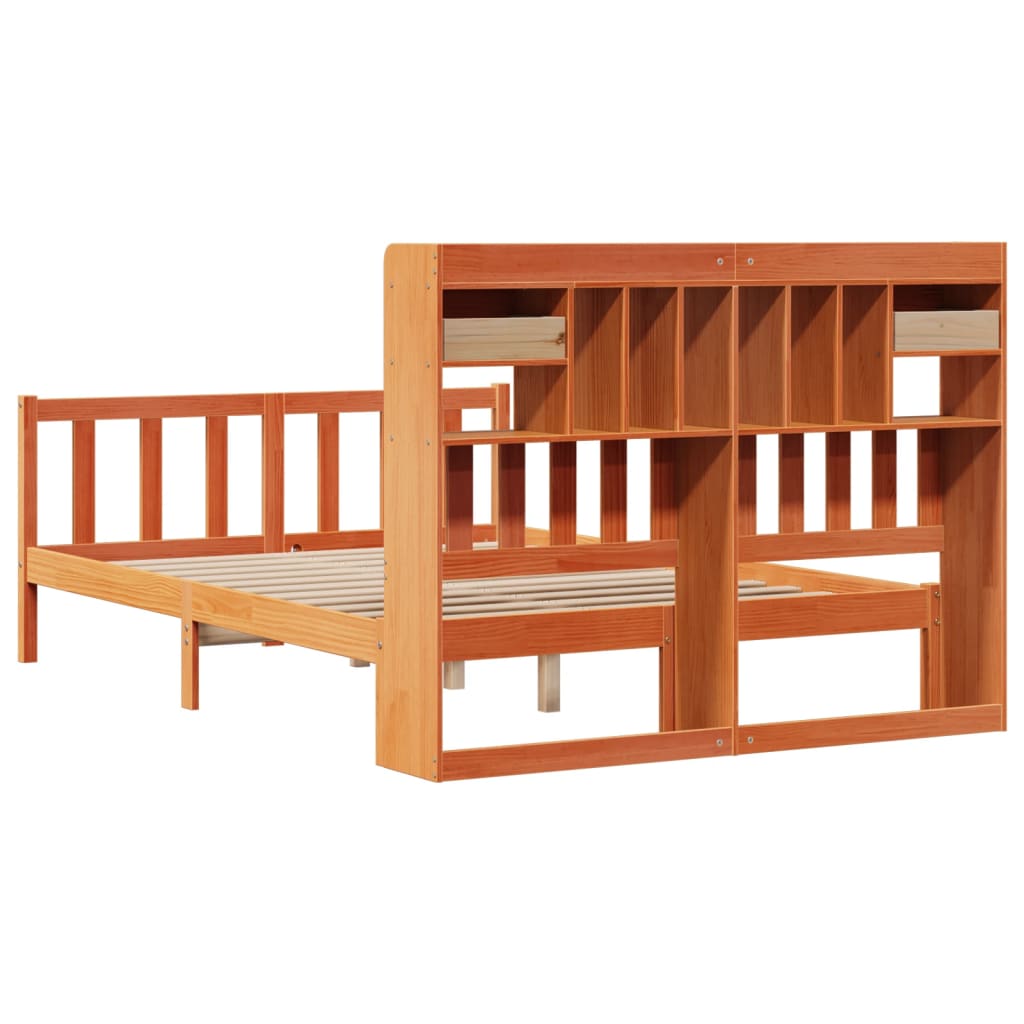 Bookcase Bed without Mattress Wax Brown 140x190 cm Solid Wood Pine
